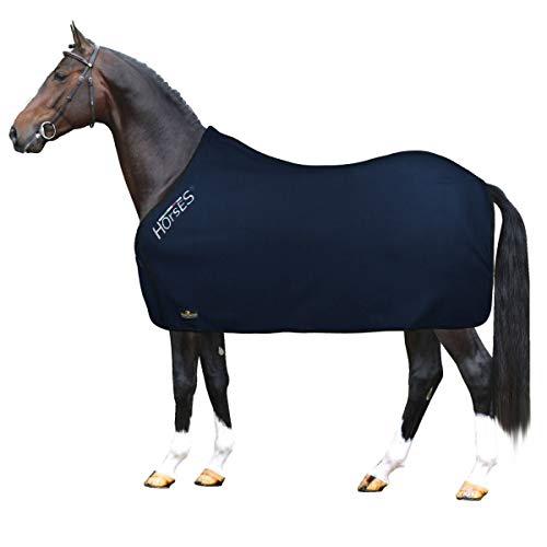 Horses, Fleece Pferdedecke, Basismodell, weich und bequem, ideal für Transport und Feierabend, Größe XS-120cm bis XXL-162cm, in verschiedenen Farben erhältlich (Blau-120 cm) von Horses