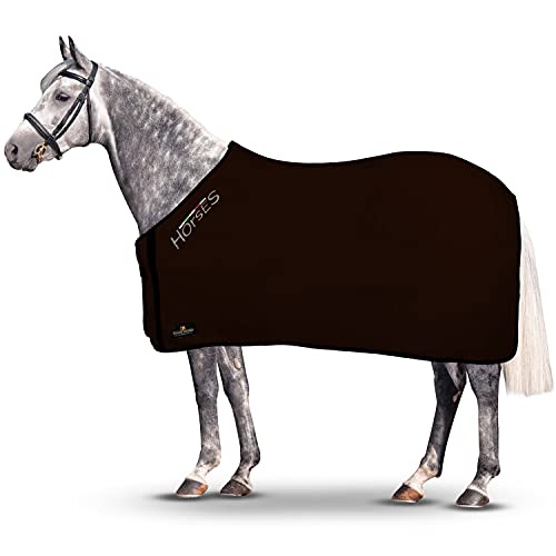 Horses, Fleece Pferdedecke, Basismodell, weich und bequem, ideal für Transport und Feierabend, Größe XS-120cm bis XXL-162cm, erhältlich (Braun - 120 cm) von Horses