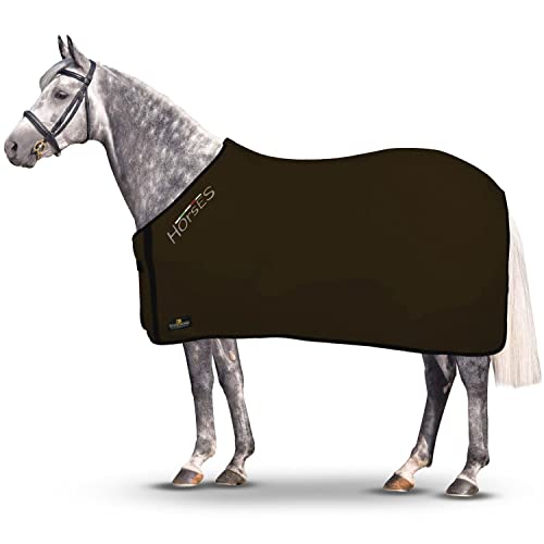 Horses, Fleece Pferdedecke, Basismodell, weich und bequem, ideal für Transport und Feierabend, Größe XS-120cm bis XXL-162cm, in verschiedenen Farben erhältlich (Braun - 155 cm) von Horses