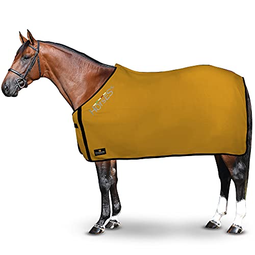Horses, Fleece Pferdedecke, Basismodell, weich und bequem, ideal für Transport und Feierabend, Größe XS-120cm bis XXL-162cm, erhältlich (Gold - 135 cm) von Horses