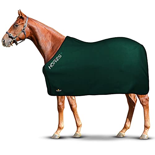 Horses, Fleece Pferdedecke, Basismodell, weich und bequem, ideal für Transport und Feierabend, Größe XS-120cm bis XXL-162cm, erhältlich (Grün - 155 cm) von Horses