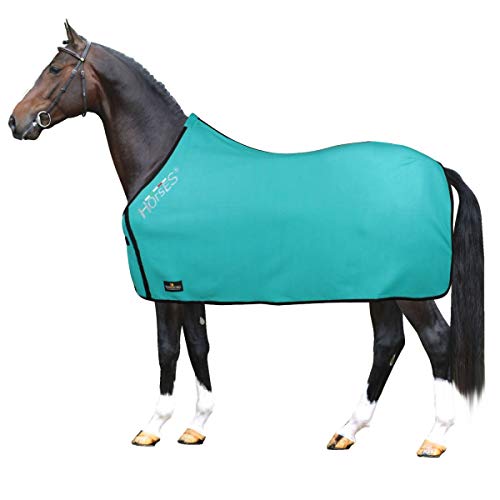 Horses, Fleece Pferdedecke, Basismodell, weich und bequem, ideal für Transport und Feierabend, Größe XS-120cm bis XXL-162cm, erhältlich (Türkis- 145 cm) von Horses