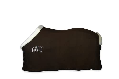 Horses, Fleecedecke Fluffie DK, Hervorragend verarbeitete Decke, Nützlich zum Schutz des Pferdes vor Temperaturschwankungen, Regen und Insekten (Dunkelbraun, 128 cm) von Horses