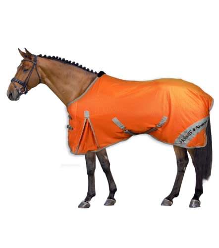 Horses, Fliegendecke Nemesis aus Netzmaterial, Hervorragend Verarbeitete Decke, Nützlich zum Schutz des Pferdes vor Temperaturschwankungen und Insekten (128 cm, Orange) von Horses