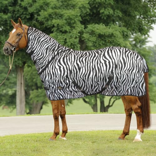 Horses, Fliegendecken mit Zebra-Kragen, maximaler Schutz, Komfort und Stil für Ihr Pferd, leicht und strapazierfähig (128 cm) von Horses