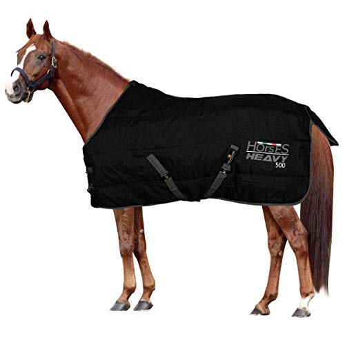 Horses, Heavy Winterdecke für Pferd 500gr, Gepolstert, Weich, Bequem, Ideal für Boxen, Widerstandsfähig, Schwarz, 145 cm Horses, Heavy Winterdecke für Pferd 500gr, Gepolstert, Weich, Bequem, Ideal für Boxen, Widerstandsfähig, Schwarz, 145 cm von Horses