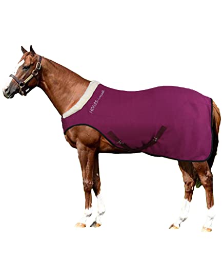 Horses, Pferdedecke Fleece Cosy Walk, Hervorragend Verarbeitete Decke, Nützlich zum Schutz des Pferdes vor Temperaturschwankungen, Regen und Insekten (Bordeaux, 155 cm) von Horses