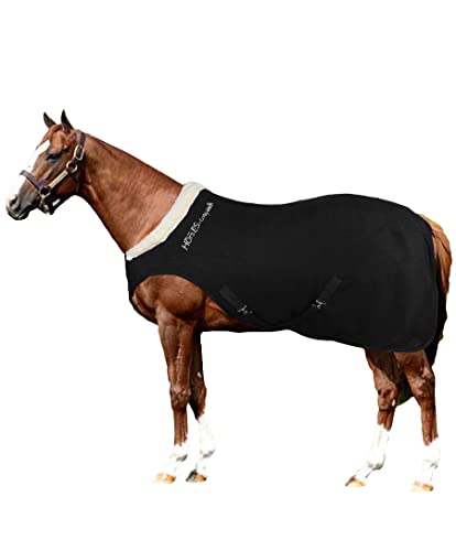 Horses, Pferdedecke Fleece Cosy Walk, Hervorragend Verarbeitete Decke, Nützlich zum Schutz des Pferdes vor Temperaturschwankungen, Regen und Insekten (Schwarz, 155 cm) von Horses