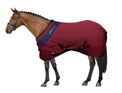 Horses, Pferdedecke für Pferdebox in Cotton Maddy 2 Modell, Leicht und Atmungsaktiv für Frühling und Sommer, mit Riemen und Schweifhülle (Bordeaux / Blau- 145 cm) von Horses