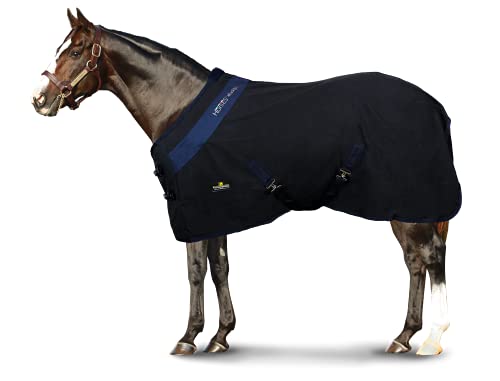 Horses, Stalldecke aus Baumwolle, Modell Maddy 2, leicht und atmungsaktiv, für Frühling und Sommer, mit Riemen und Schweiflasche, Größen (155 cm, schwarz/blau) von Horses