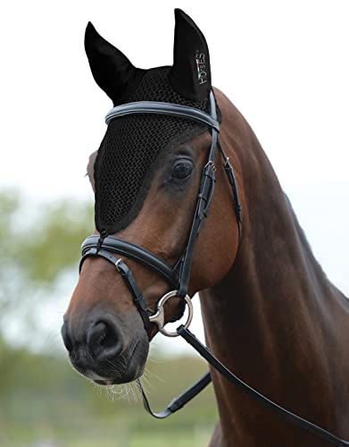 Horses Langes Pferd Loop Schwarz Full, atmungsaktiv, weicher und elastischer Stoff, schützt das Pferd vor Kalura, Lärm, Insekten von Horses