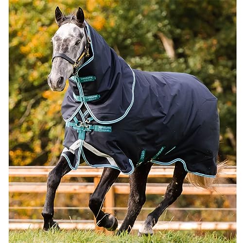 Horseware Amigo Bravo 12 Plus medium mit Halsteil Navy/Aqua Gr. wählbar (130) von Horseware