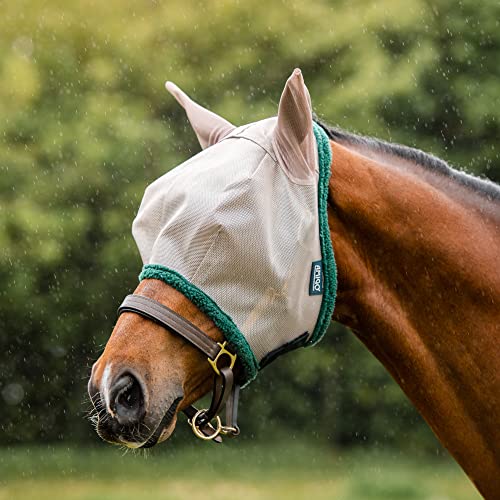 Horseware Amigo Fly Mask, Größe:Vollblut, Farbe:Oatmeal/Green von Horseware