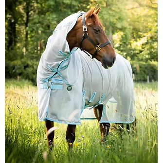 Horseware Fliegendecke AmECO Bug Buster Plus Silver/Sky Blue/ 155 cm (6'9") von Horseware