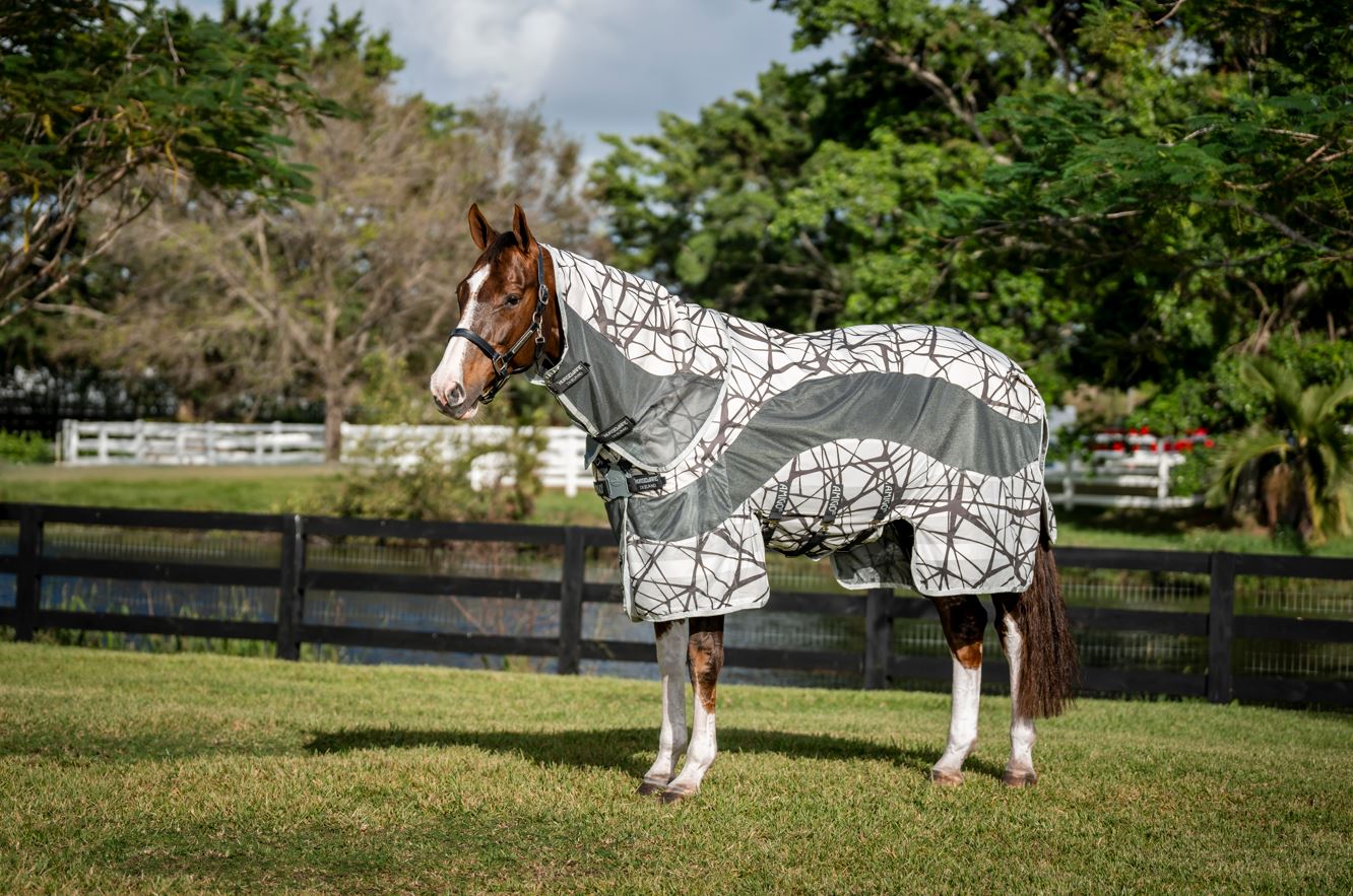 Horseware Fliegendecke Amigo CamoFly 3-in-1 Plus CamoFly Print /Grey/ 130 cm (6'0") von Horseware