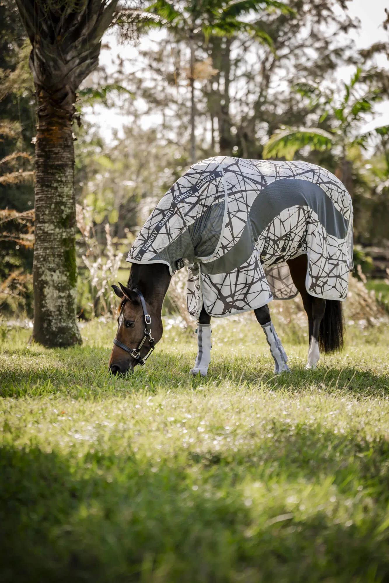 Horseware Fliegendecke Amigo CamoFly Plus CamoFly Print /Grey/ 130 cm (6'0") von Horseware