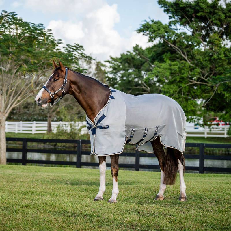Horseware Fliegendecke Rambo Protector Silver/Navy, White & Beige, 160 cm (7'0") von Horseware