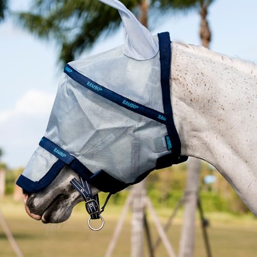 Horseware Irland Rambo Flymask Azurblau und Marineblau Pferd von Horseware
