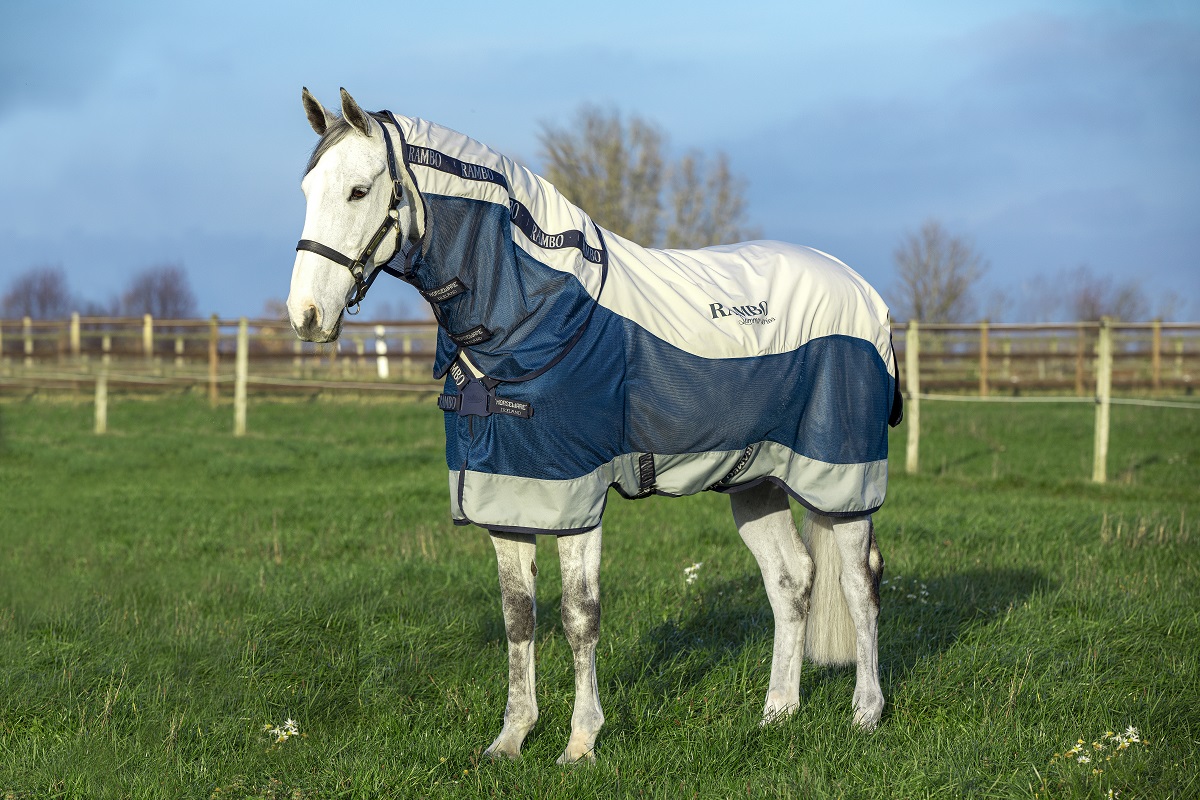 Horseware Rambo 100g Summer Series Weidedecke Turnout, Disk Front Navy/ Grey, Gr. 140 cm Horseware Rambo 100g Summer Series Weidedecke Turnout, Disk Front Navy/ Grey, Gr. 140 cm von Horseware