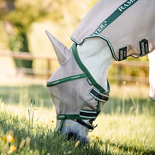 Horseware Rambo Fly Mask Plus Non Treated, Größe:Kleines Pony, Farbe:Oatmeal/Green von Horseware