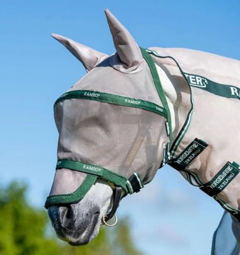 Horseware Rambo Fly Mask Plus Non Treated, Größe:Pony, Farbe:Oatmeal/Green von Horseware