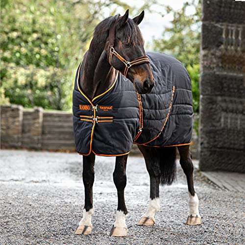 Horseware Rambo Stable Rug medium 200g - Black/Orange, Größe:100 von RAMBO