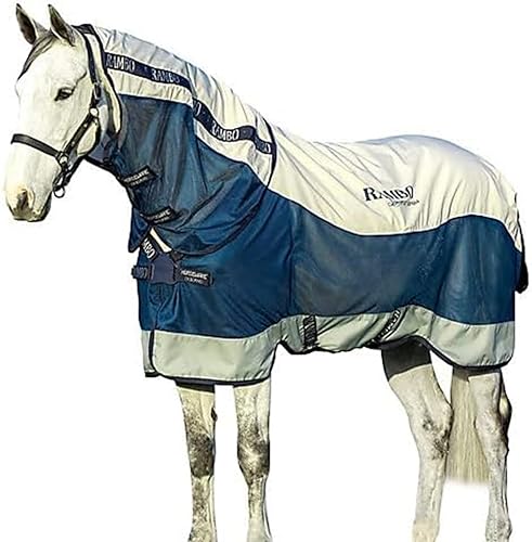 Horseware Rambo Summer Series 0g - Navy/Grey: Sommerdecke für Pferde, atmungsaktiv, wasserdicht im Rücken, 100g Unterbett, abnehmbarer Halsteil, 125cm, Navy/Grey Horseware Rambo Summer Series 0g - Navy/Grey: Sommerdecke für Pferde, atmungsaktiv, wasserdicht im Rücken, 100g Unterbett, abnehmbarer Halsteil, 125cm, Navy/Grey von Horseware