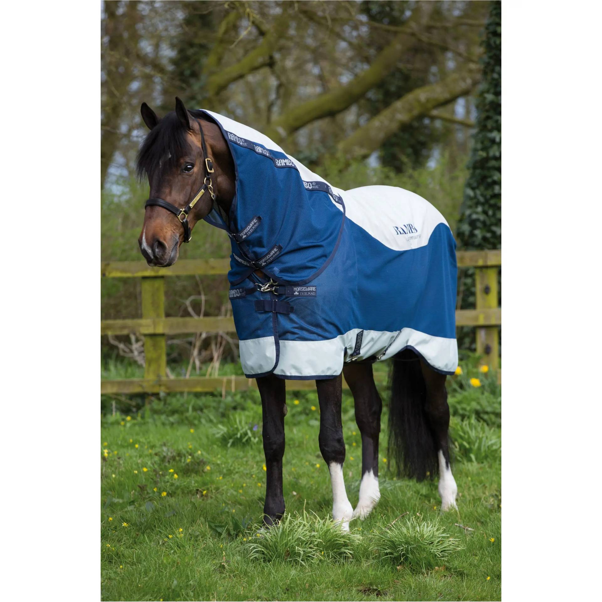 Horseware Rambo Summer Series Weidedecke Turnout, V-Front Navy/Grey, Gr. 140 cm Horseware Rambo Summer Series Weidedecke Turnout, V-Front Navy/Grey, Gr. 140 cm von Horseware