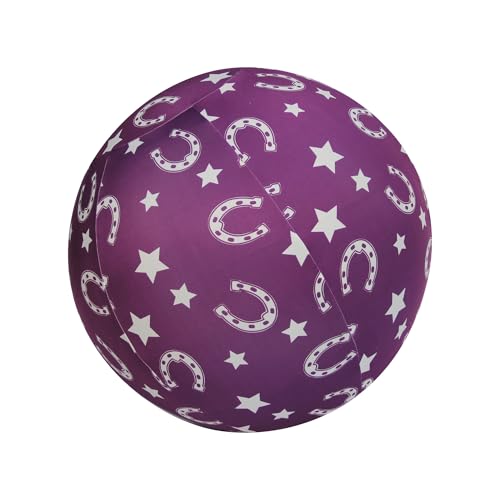 Horzmetnex Pferdeball-Abdeckung, Herding Ball-Abdeckung für Pferdespielzeug, 76,2 cm, Mega-Ball-Abdeckung, Haustier-Ballabdeckung (edles violettes Hufeisenmuster, 76,2 cm) von Horzmetnex