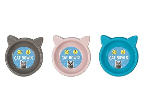 Trendige Katzennäpfe – 2 Stück, robuster Kunststoff & leicht zu reinigen (grau) von Hos imports