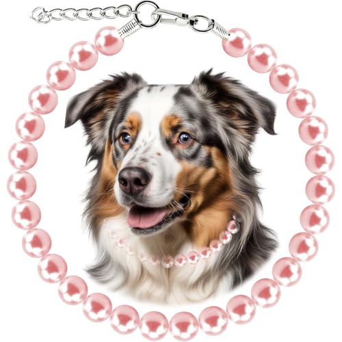Chunky Pearl Dog Necklace (Beads 19mm) with Strong Stainless Steel Wire Rope, Elegant Adjustable Pearl Collar Jewellery Accessories for Large Dog Occasions and Gatherings von Hosiwei