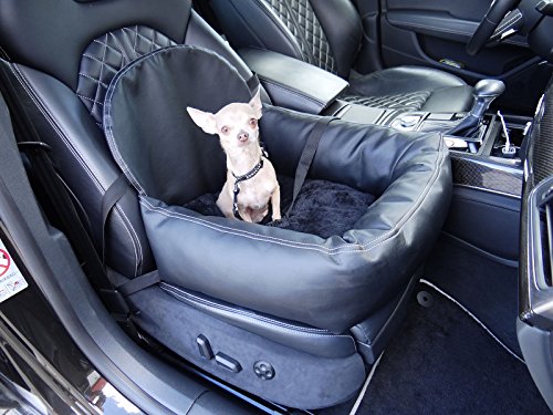 Knuffliger Leder-Look Autositz für Hund, Katze oder Haustier inkl. Flexgurt kompatibel für Audi A5 von Hossi's Wholesale