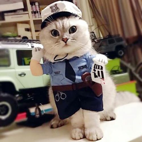 Süßes Haustier-Halloween-Kostüm aus Polyester, Strafe, Polizei, Aufrecht, für Katzen und Hunde (M) von Hosuho