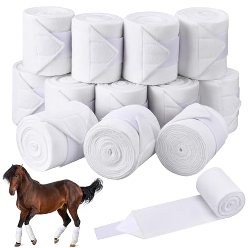 Hosuly 12 Rollen 2,8 m Beinbandagen, weiche Fleece-Bandagen, Pferdebeinbandagen, Reitbeinbandage, Weiß von Hosuly