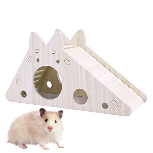 Molain Hamsterhaus mit Leiter und Rutsche, hölzerne Hamster Spielen Spielzeug Haus Kleintier Aktivität Spielzeug DIY Hamsterkäfig Zubehör für kleine Haustiere von Molain