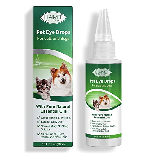 Uocasi Augentropfen für Haustiere, Augenreiniger für Hunde, Tränenfleckentferner für Hunde- und Katzenaugen, lindert Juckreiz und Reizungen, Pflege und Reinigung um die Augen – 60 ml von Uocasi
