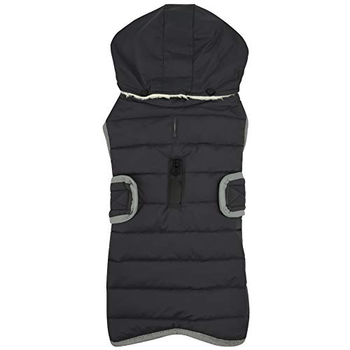 Cozy Winter Hundemantel Warm Kariert Hundejacke Hunde Kleidung Bekleidung Weste Mit Kapuze Abnehmbarer für Kleine Mittelere und Große Hunde,Dunkelgrau,S: Chest (42-50CM) von HotYou