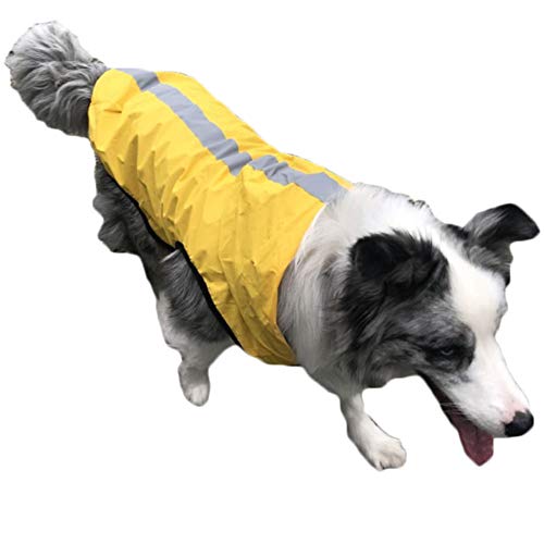 Hunderegenmantel, Wasserdichter Hundemantel mit Kapuze und Reflektoren für trockene für Kleine Mittelere und Große Hunde,Gelb,S: Chest (35-42CM) von HotYou
