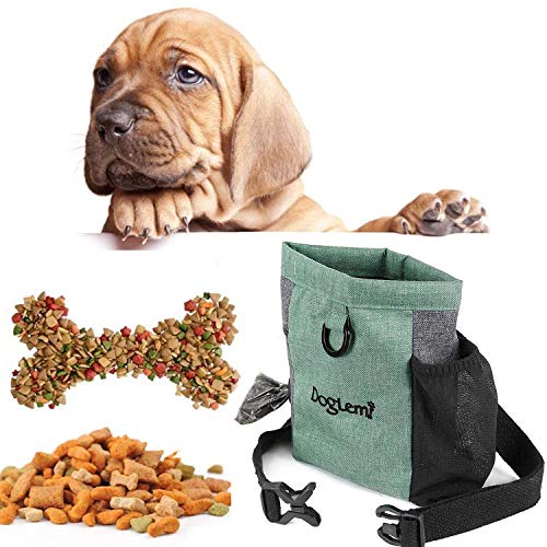 Hotgirlhot Magnetfunktion Futterbeutel für Hunde,Hunde Leckerlitasche Snack Bag mit Clip & Verfügbares Tasche Schultergurt für Hundetraining und Ausbildung,18 * 19CM/7 * 7.4 Zoll (Grün) von Hotgirlhot