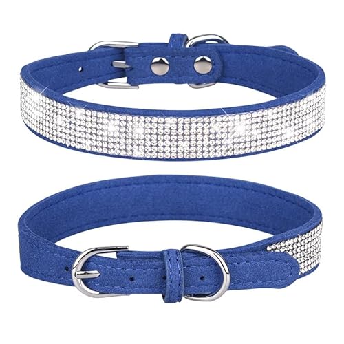 Großes Hundehalsband mit Strasssteinen, funkelndes PU-Leder, niedlich, weich, bequem, mit Strasssteinen, bunt, verstellbar, für Französische Bulldogge, Mops, Bulldogge, Pitbull, Schaf, Dunkelblau, Großes Hundehalsband mit Strasssteinen, funkelndes PU-Leder, niedlich, weich, bequem, mit Strasssteinen, bunt, verstellbar, für Französische Bulldogge, Mops, Bulldogge, Pitbull, Schaf, Dunkelblau, von Hotlion