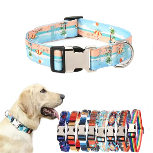 Hotlion Halloween-Hundehalsband, Bohemia-Blumen-Tribal-geometrische Muster – weiches ethnisches Trainingshalsband verstellbar für kleine, mittelgroße und große Hunde (Sandstrand), L von Hotlion