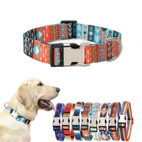 Hotlion Halloween-Hundehalsband, Bohemia-Blumen-Tribal-geometrische Muster – weiches ethnisches Trainingshalsband verstellbar für kleine, mittelgroße und große Hunde (Maya), M von Hotlion