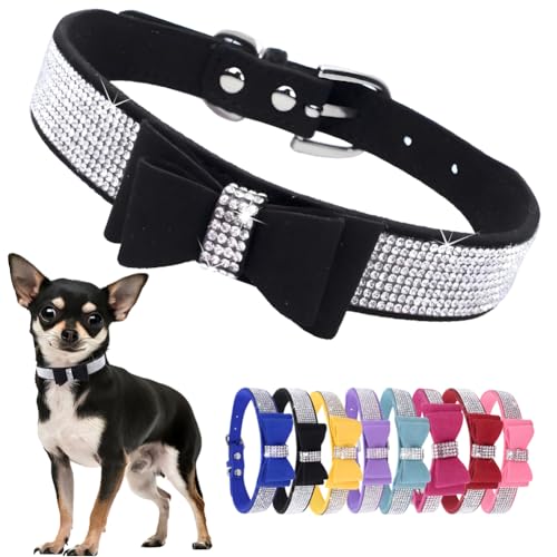 Hotlion Hundehalsband mit Fliege, Strass, niedlich, funkelnd, Kristall, Diamanten, Welpen, Kätzchen, Haustier, Katze, Halsband für kleine Hunde, Jungen, Mädchen, Schwarz, Größe XS Hotlion Hundehalsband mit Fliege, Strass, niedlich, funkelnd, Kristall, Diamanten, Welpen, Kätzchen, Haustier, Katze, Halsband für kleine Hunde, Jungen, Mädchen, Schwarz, Größe XS von Hotlion