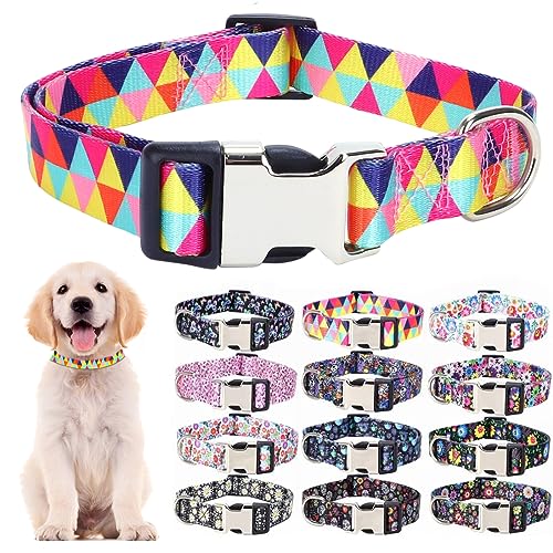 Hotlion Nylon-Hundehalsband mit geometrischen Mustern, langlebig, verstellbar, niedlich, weich, für große Mädchen, Jungen, Haustiere, Katzen, Kätzchen, Regenbogenfarben, Größe L Hotlion Nylon-Hundehalsband mit geometrischen Mustern, langlebig, verstellbar, niedlich, weich, für große Mädchen, Jungen, Haustiere, Katzen, Kätzchen, Regenbogenfarben, Größe L von Hotlion