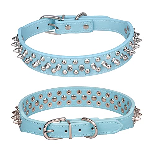 Hotlion Stachelhundehalsband Katze Welpe Einstellbare Nietenhalsbänder aus Pu-Leder mit Nietenbesatz Tierhalsbänder Hellblau Klein Hotlion Stachelhundehalsband Katze Welpe Einstellbare Nietenhalsbänder aus Pu-Leder mit Nietenbesatz Tierhalsbänder Hellblau Klein von Hotlion