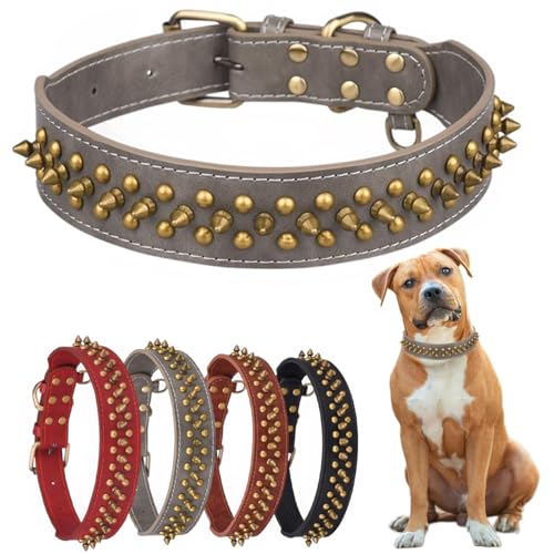 Hundehalsbänder mit Spikes, Leder, mit Kugelnieten, langlebig, weich und verstellbar, für kleine, mittelgroße und große Hunde Hundehalsbänder mit Spikes, Leder, mit Kugelnieten, langlebig, weich und verstellbar, für kleine, mittelgroße und große Hunde von Hotlion