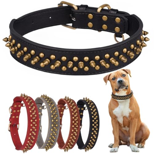 Hundehalsbänder mit Spikes, Leder, mit Kugelnieten, langlebig, weich und verstellbar, für kleine, mittelgroße und große Hunde Hundehalsbänder mit Spikes, Leder, mit Kugelnieten, langlebig, weich und verstellbar, für kleine, mittelgroße und große Hunde von Hotlion