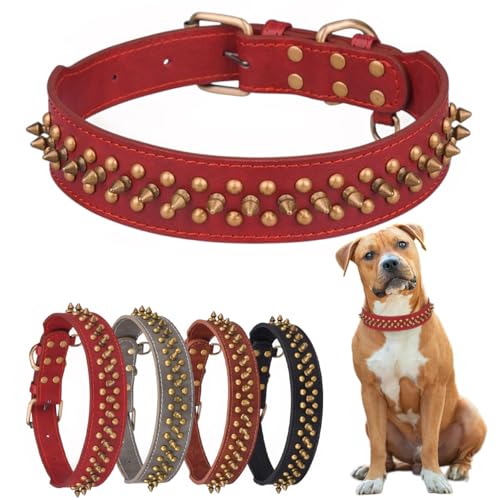 Hundehalsbänder mit Spikes, Leder, mit Kugelnieten, langlebig, weich und verstellbar, für kleine, mittelgroße und große Hunde Hundehalsbänder mit Spikes, Leder, mit Kugelnieten, langlebig, weich und verstellbar, für kleine, mittelgroße und große Hunde von Hotlion
