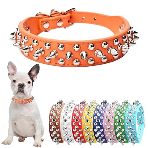 Hundehalsband für große Hunde, mit Spikes, PU-Leder, Pilze, Nieten, Welpenhalsband, verstellbar, für kleine, mittelgroße und große Hunde, Größe L Hundehalsband für große Hunde, mit Spikes, PU-Leder, Pilze, Nieten, Welpenhalsband, verstellbar, für kleine, mittelgroße und große Hunde, Größe L von Hotlion