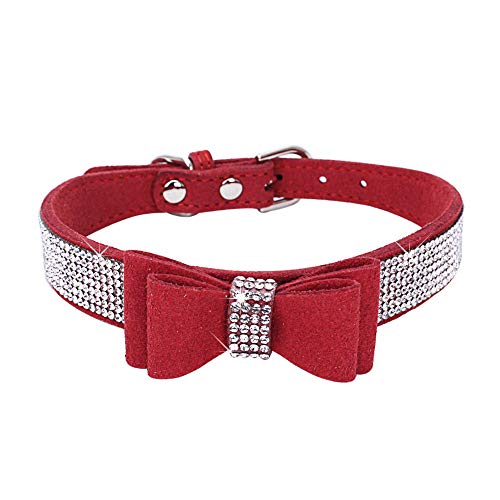 Hundehalsband für große Hunde mit Schleife, PU-Leder, weich, bequem, Fliege, Kristall, Diamant, Hundehalsband, verstellbar, für Katzen, Haustiere, Schafe, Dobermann, Doggen, Border Collie, Rot, Größe Hundehalsband für große Hunde mit Schleife, PU-Leder, weich, bequem, Fliege, Kristall, Diamant, Hundehalsband, verstellbar, für Katzen, Haustiere, Schafe, Dobermann, Doggen, Border Collie, Rot, Größe von Hotlion